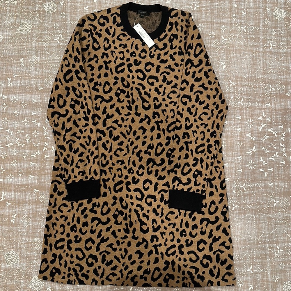 J.Crew NWT leopard sweater dress XL